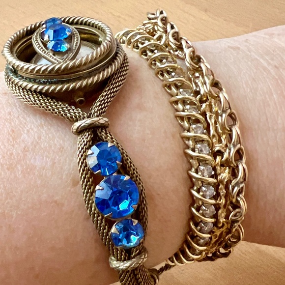 VINTAGE SEIKO SPORTS LADY MECHANICAL WATCH OUROBOROS SNAKE BLUE RHINESTONE RARE - Picture 12 of 16